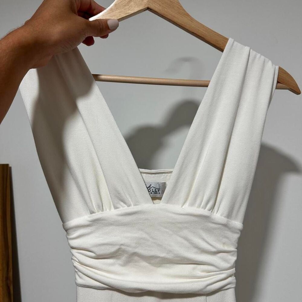 Oh Polly White Maxi Dress with Side Split - Size 2